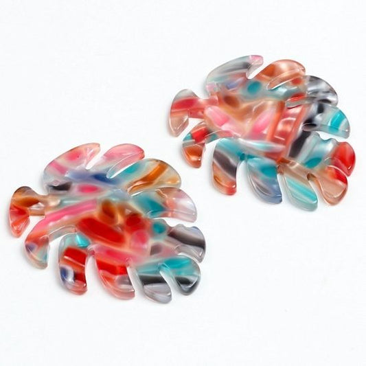 Tortoise Shell Acetate Acryli Earring Charms,Monstera Leaf Shaped Pendant,Earring Parts