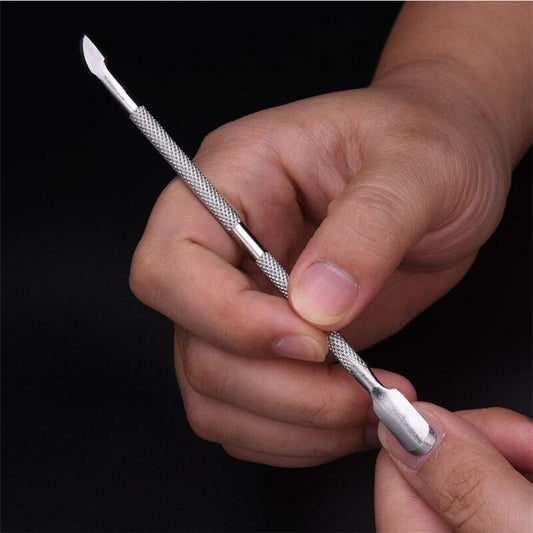 1PC Double Head Stainless Steel Nail Cuticle Pusher Spoon Remover Trimmer Dead Skin Manicure Pedicure Cleaner Nail Tool