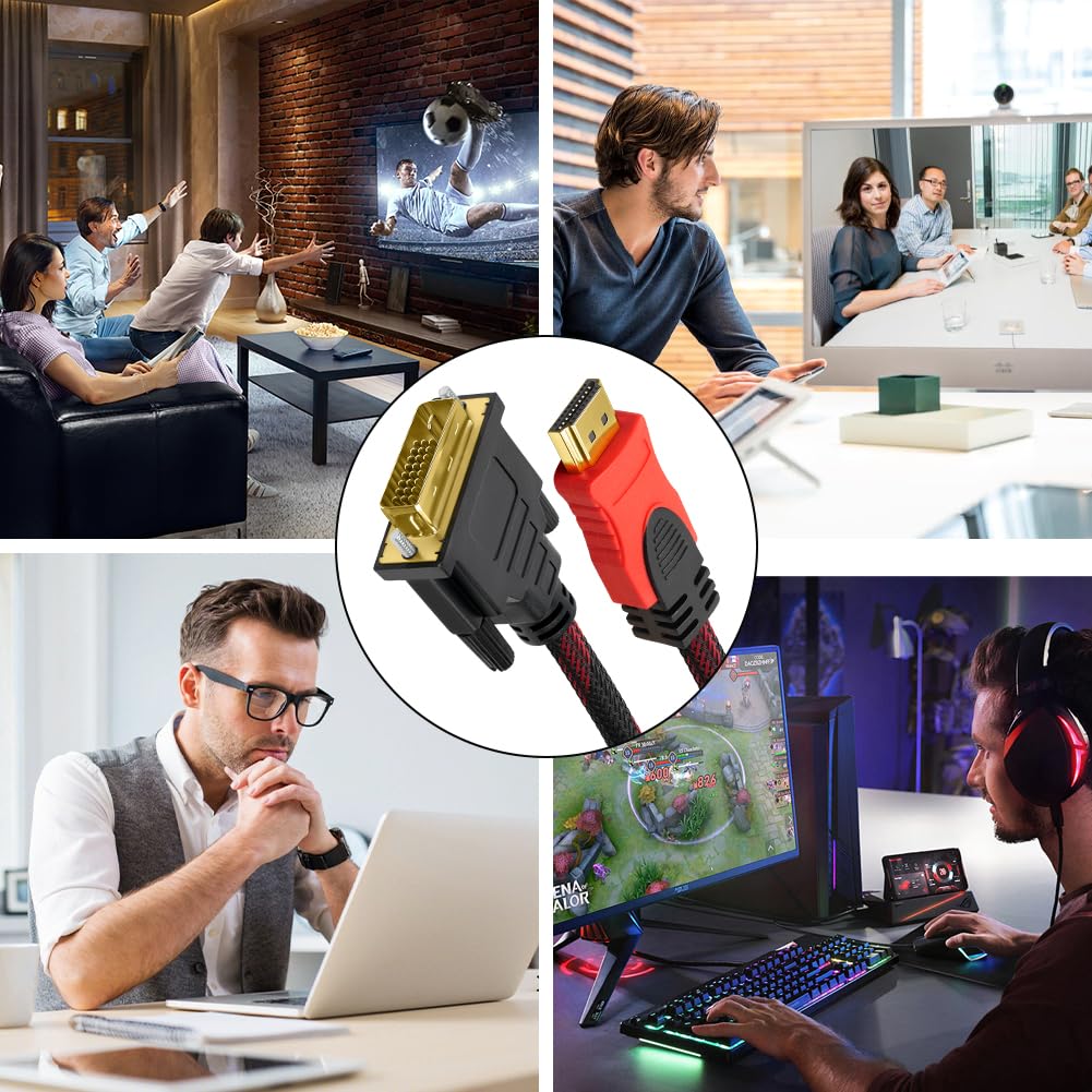 Branded HDMI to DVI Cable 2M (24+1 Pin) – Full HD 1080p Gold Plated Connector | Premium Quality Video Converter Cable