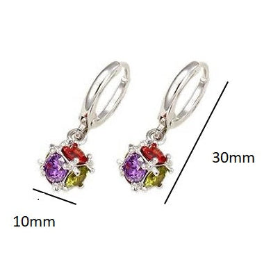 ✨ Elegant Multicolor Crystal Hoop Earrings Silver-Tone | Premium Finish | Lightweight & Stylish