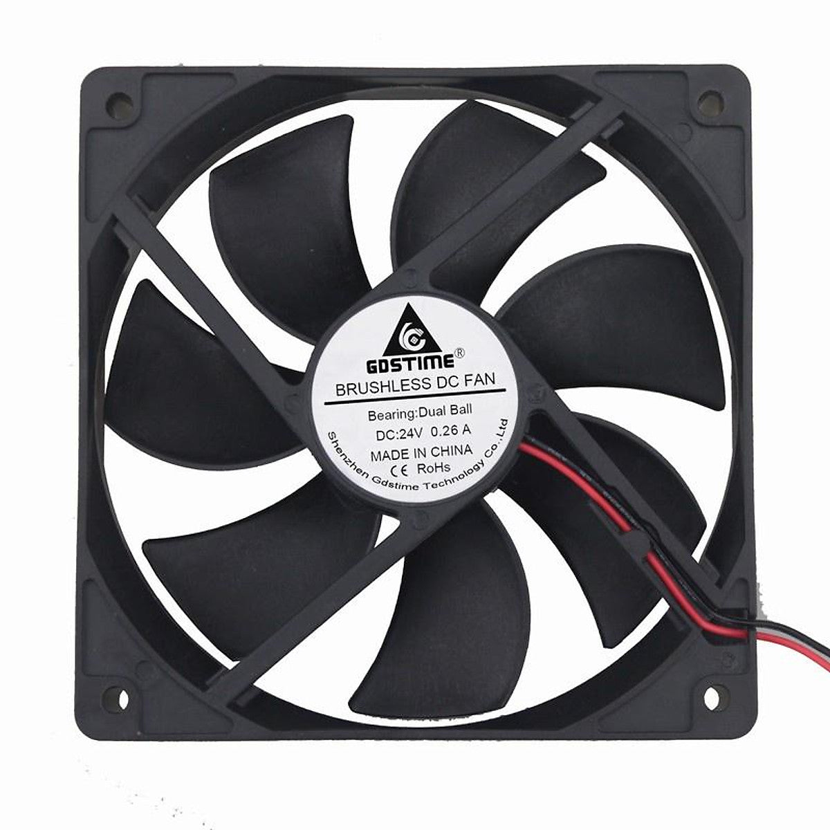 Gdstime DC 24V Dual Ball PC Cooling Fan 120mm x 25mm Brushless Cooler 120*120mm 300RPM High Speed 0.26A .2 Pcs