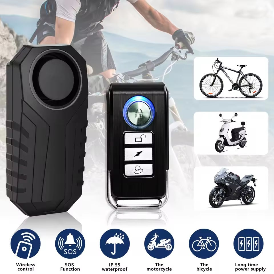 Bike Anti-theft Alarm, DMG Bike alarm, Bike Alarm with Remote Control, with 3 Ringtones and 3 Levels of Alarm Sound, SOS Prompt, Suitable for Bicycles, Motorcycles, Electric Scooters, Mopeds, Etc