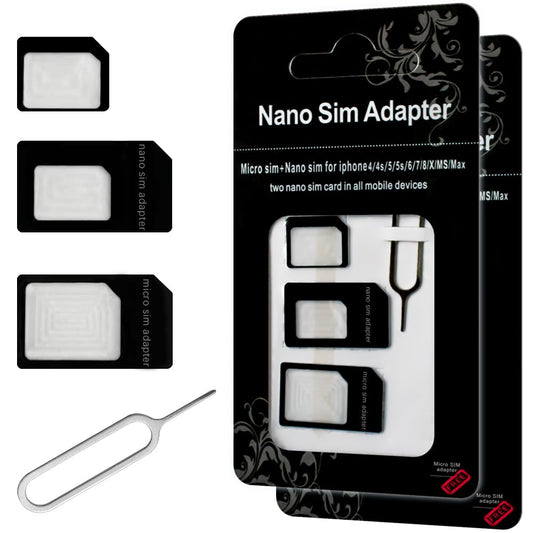 Pack 1 Nano ject Card Adapter, Converter Kit Nano to Micro SM/Standard with Tray Eject Pin for iPhone,Android Smartphones and Mifi Hotspot Devices