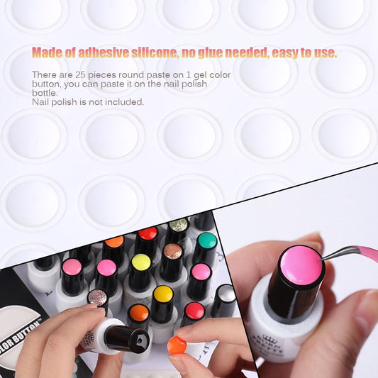 25Pcs Silicone Nail Color Button, Gel Color Button, UV Gel Polish Display Label Sticker Adhesive Paster