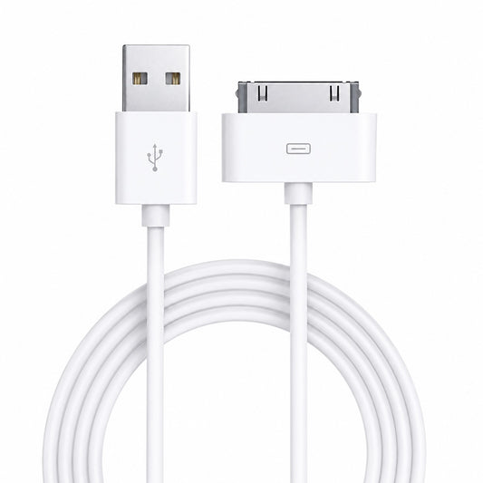 30 Pin Fast Charging USB Cable for 4/4S, 3G/3GS, Tablet 1/2/3 & Media Player – Data Sync & Charging Cable (White)