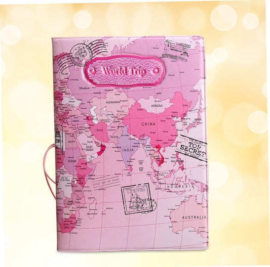 RFID Blocking PU Leather Passport Holder – Plastic / PVC Passport Holder Globe Design Travel Document Cover for Passport & Boarding Pass