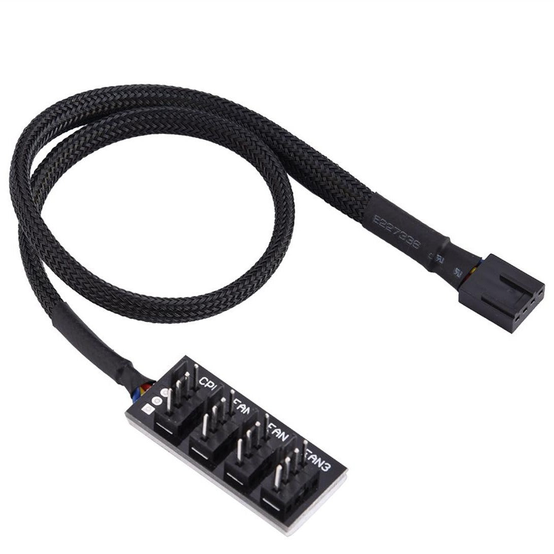 4 Pin 1 to 4 CPU Fan extension PWM Fan Hub, 4-Pin Computer CPU/Case Fan Power Multi Splitter Connector Cable Adapter for Computer Cooler Fans