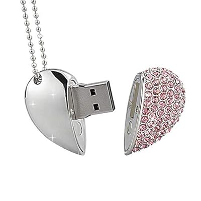 16GB Heart-Shape Pendant USB Flash Drive USB2.0 Memory Stick Heart Flash Drive, Pink dil