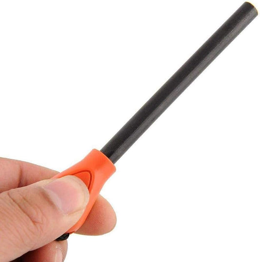 Handle Fire Starter Camping Outdoor Orange Ferrocerium Flint Stone Rod Lighter | Magnesium Emergency Survival Tool for Hiking & Bushcraft