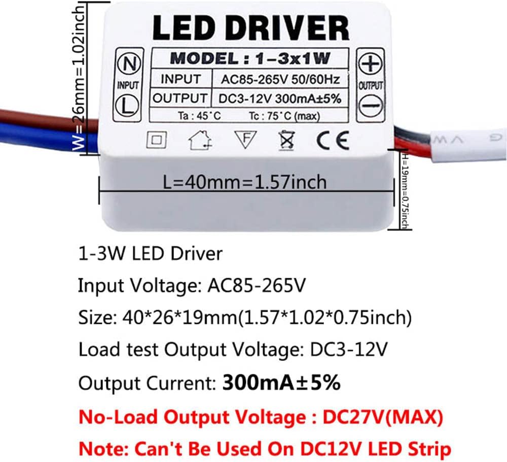 LED Driver 1-3x1W LED Power Supply Adjustment Unit AC 85-265V to DC 3-12V 300mA Transformer Driver for LED Lights