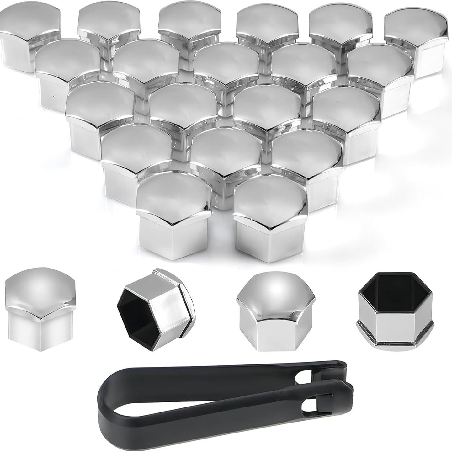 Caps for wheel bolts 17 mm 16pcswith a lock (nickel plated)