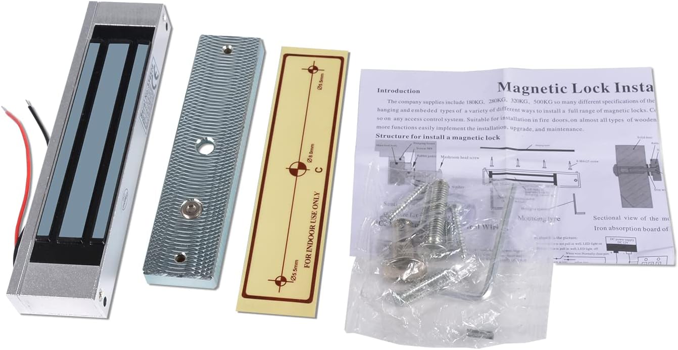 π 180KG / 350 lbs Single Door Magnetic Door Lock DC 12V | High-Strength Access Control Magnetic Lock