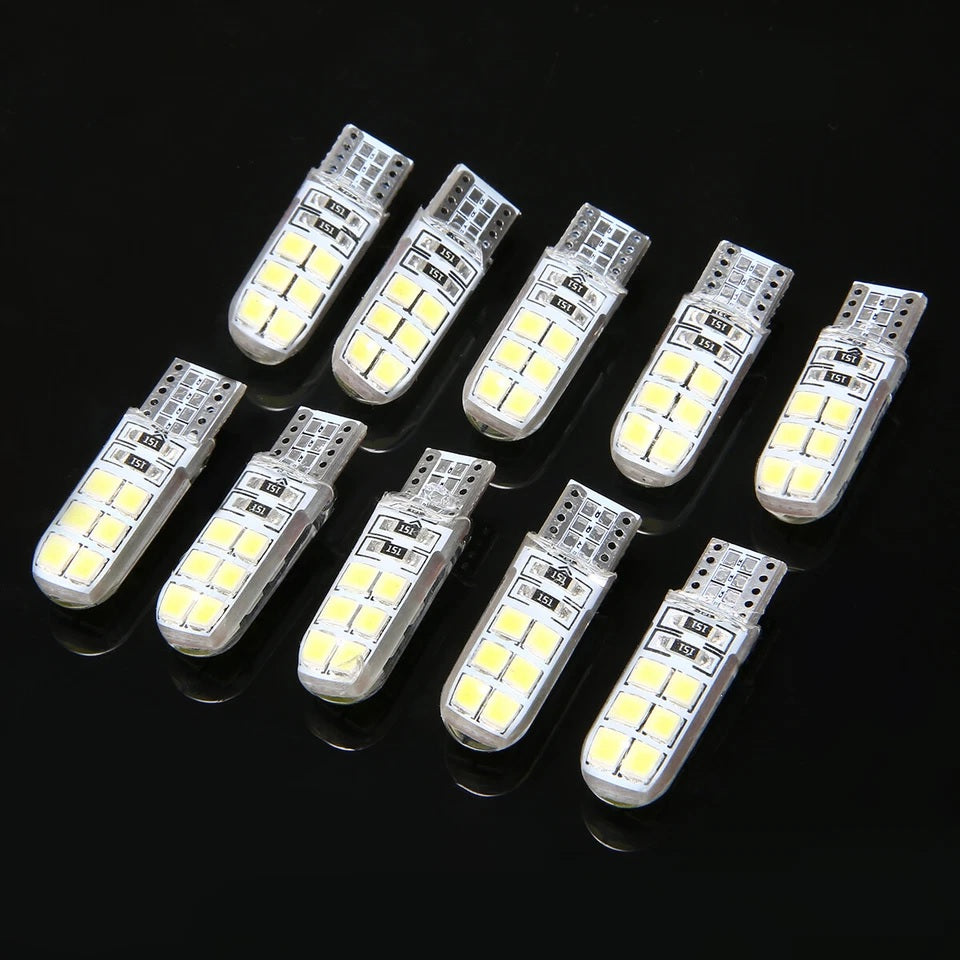 2 Pcs T10 LED Parking Light Bulbs Canbus Error Free 12 LED Super Bright White Universal Car Interior Dome License Plate Light for Car Bike Motorcycle