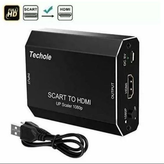 Techole SCART to HDMI Converter 1080P Video Audio Adapter with USB Power Cable for TV, Monitor & Projector