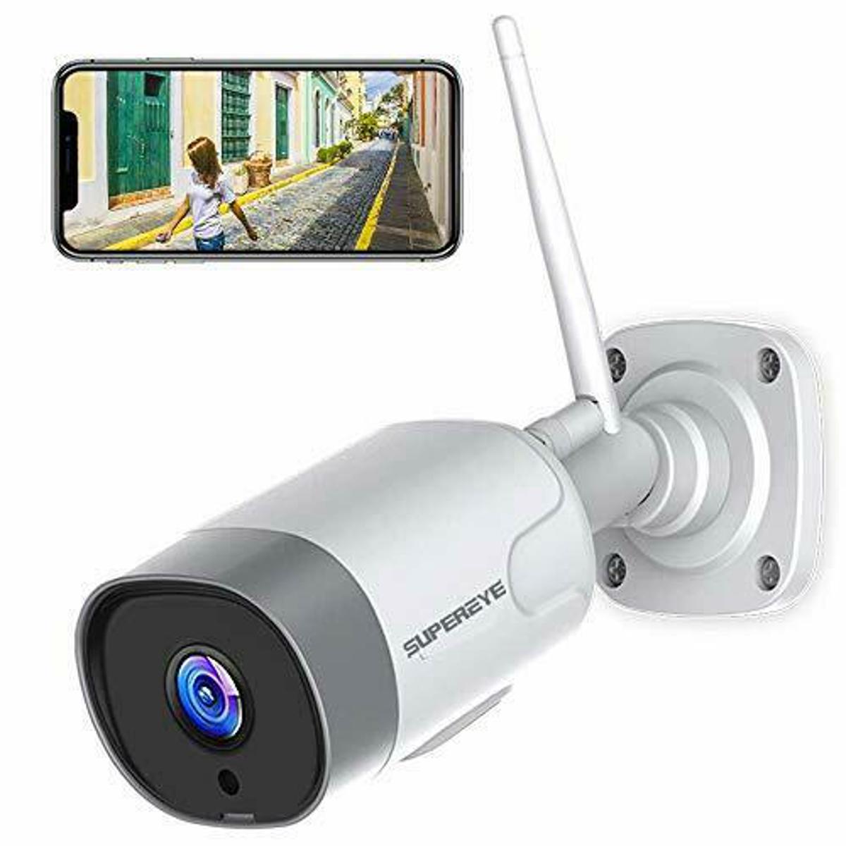 SUPEREYE PC200 1080P WiFi Outdoor Security Camera | IP66 Waterproof CCTV Camera | Night Vision | Motion Detection | Two-Way Audio | Alexa Compatible ( Made in Germaney)