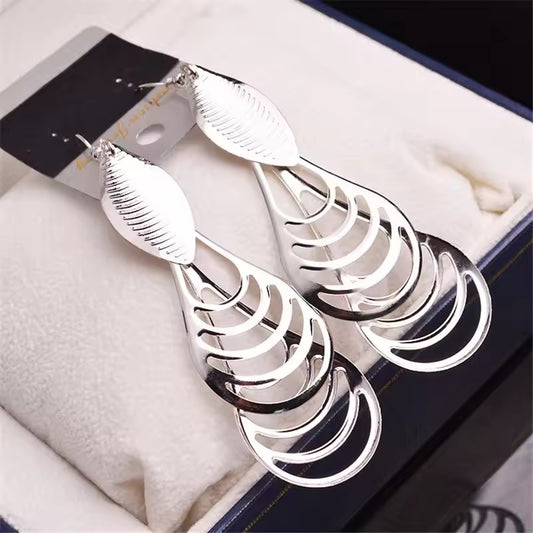 Glamorous Long Drop Fine Metal Earrings for Women – Elegant Pak-China Fashion Jewelry for Parties, Weddings & Casual Wear