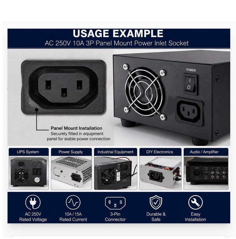 AC 250V 10A 3-Pin Panel Mount Power Inlet Socket Female Receptacle – Package contents – Order in Pakistan