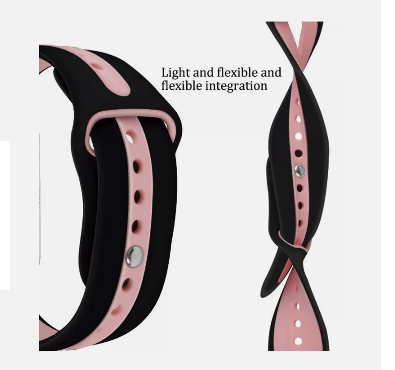 Premium Silicone Sport Watch Strap 38/40/41mm – Black Pink Soft Replacement Band