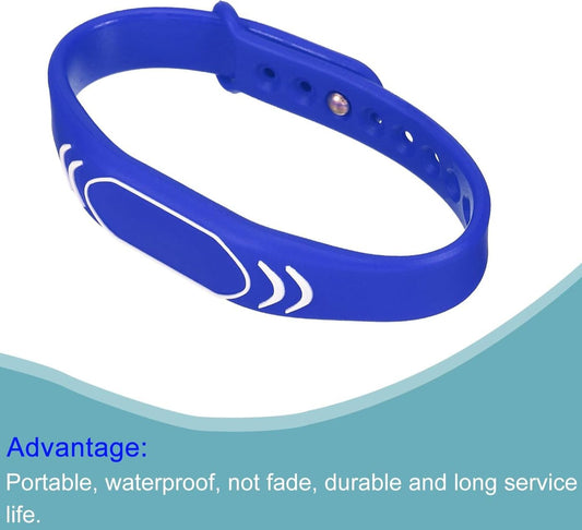 Sourcing Map 125KHz RFID Wristband TK4100 Read-Only Proximity ID Bracelet – Contactless Token Tag for Door Entry Access Control (Black & Blue)
