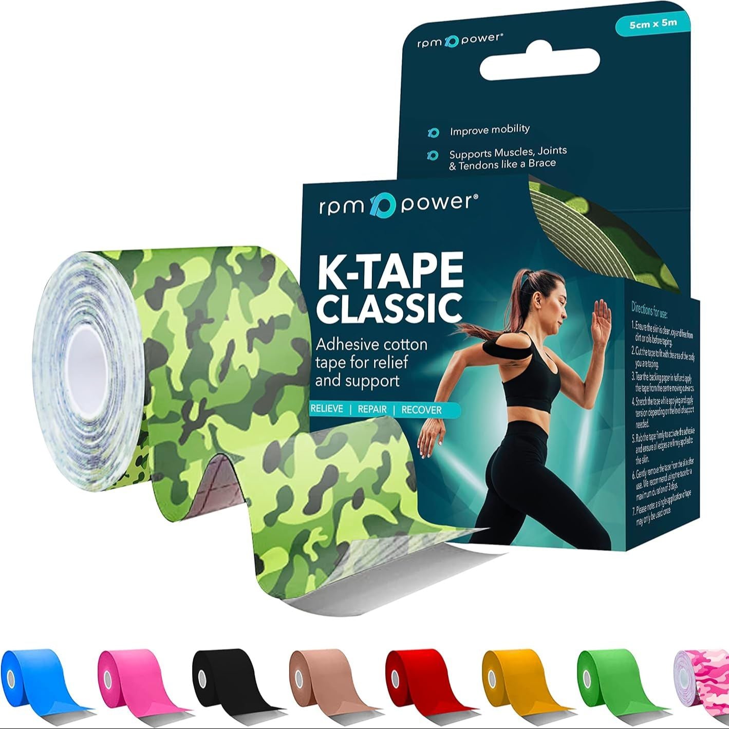 Red Kinesiology Tape Classic – Latex-Free Sports Tape for Muscle Support, Joint Stability & Athletic Recovery