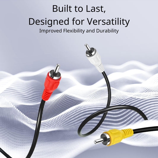 TNP 1.5 Meter RCA AV Cable – 3 RCA Male to Male Dual Shielded Composite Video & Stereo Audio Cable for TV, VCR, DVD, Satellite & Home Theater Receivers