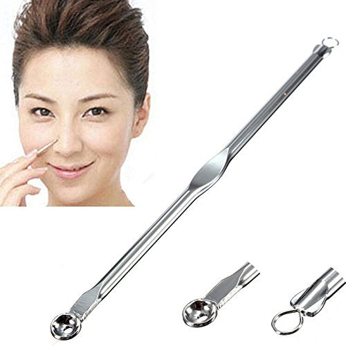 2 Pcs Silver Blackhead Comedone Cleaner Clean Remover Acne Blemish Pimple Extractor Tool Face cleaning care needle cleanser 12.5 CM