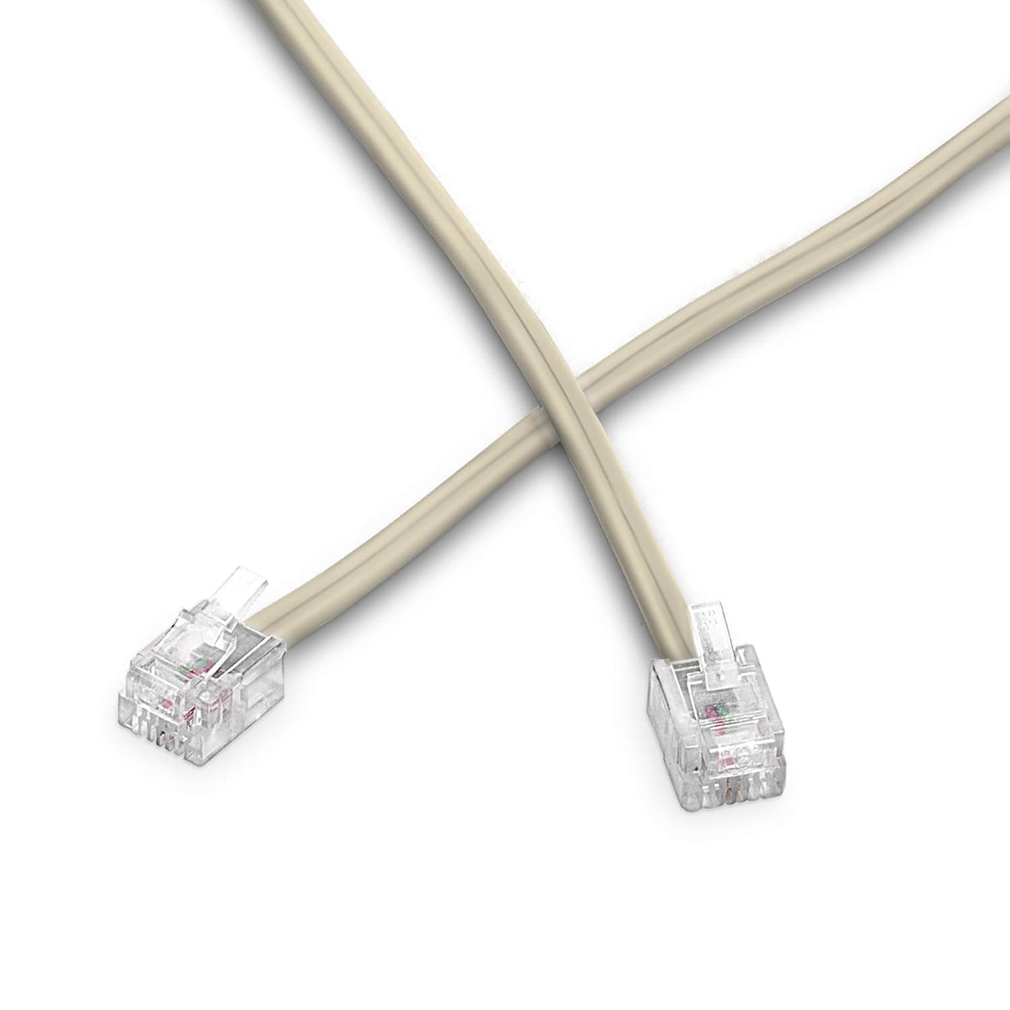 1 meter Phone Line Cord Modular Telephone Extension Cable – 2 Conductor 2 Pin 1 Line Cord for Telephone, Fax, AIO Machines – Ivory
