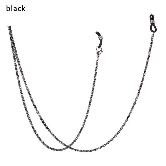 Chain Holder for Glasses Reading Glasses Neck Chain Spectacles Sunglasses Holder Generic Unisex Metal Neck Cord, Glass Strap Sunglass Retainer Strap Glasses Cord Lanyard Rope Anti-Slip Glasses String Metal Eyeglass Strap(Black, 76cm/29inch)