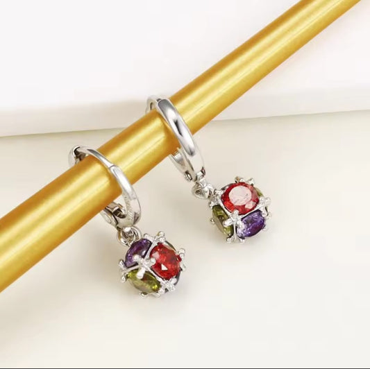 Magic Ball Dangle Earrings Jewelry for Women Multicolor CZ White Gold Color New Design