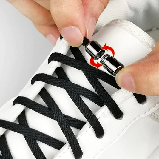Elastic No Tie Shoelaces Semicircle Shoe Laces For All and Adult Sneakers Shoelace Quick Lazy Metal Lock Laces Shoe Strings