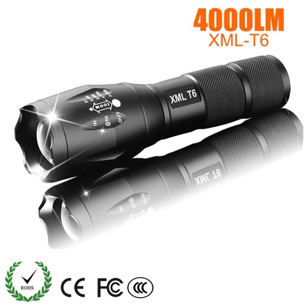 UltraFire CREE XML-T6 LED Flashlight 5 Mode Zoomable Torch Aluminum Alloy 4000LM 1 Pcs (Battery Not included)