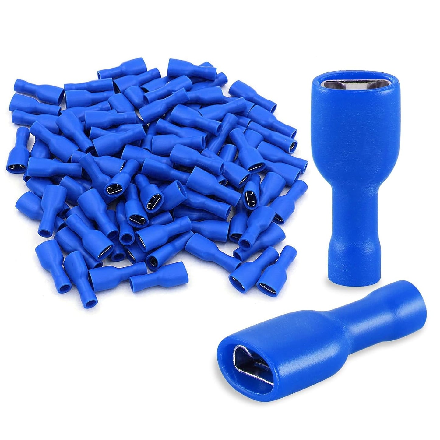 5 pcs Blue Fully Insulated Female Lucar Spade Crimp Terminal Connectors – Durable Electrical Wire Connectors