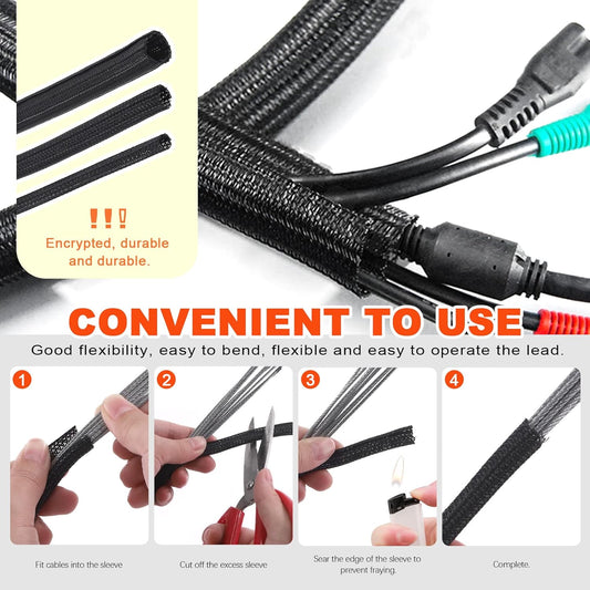 5 pcs Protective Fabric Cable Sleeve 8 mm for Wire Management – Side view – Available in Pakistan