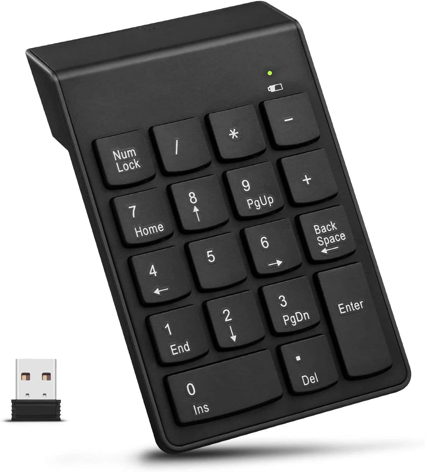 Numeric Keypad 18 Keys Portable 2.4GHz Wireless Numeric Keypad Ergonomic Design with USB Receiver Plug and Play for Universal Laptop Computer