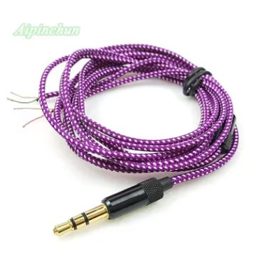 Aipinchun 3.5mm 3-Pole Jack DIY Earphone Cable Headphone Repair Replacement Wire Cord Purple Color
