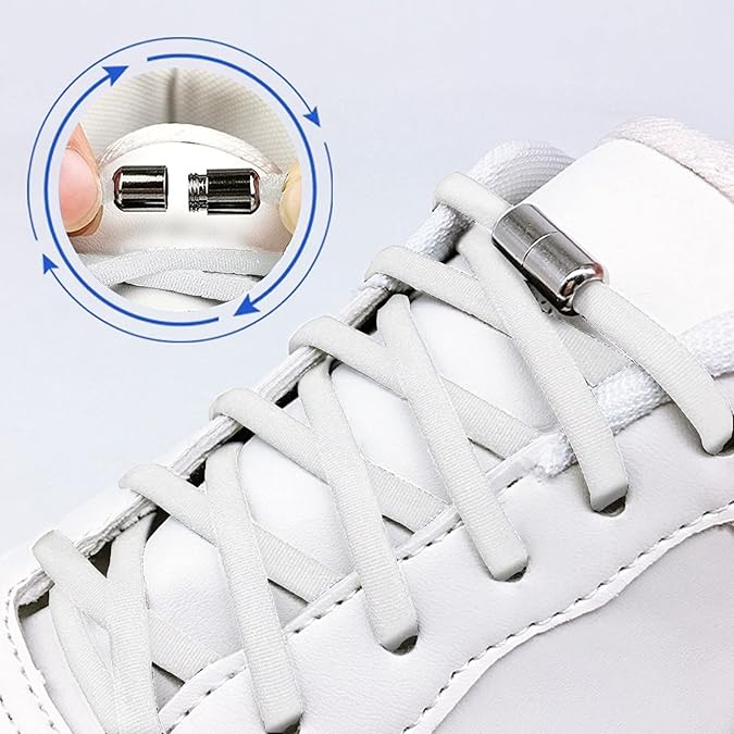 No Tie Elastic Shoe Laces, 1 Pairs, Elastic Shoe Laces for Kids , Adult and elderly, crew Capsule Shoe Clasp,Suitable for Sports Shoes,Casual Shoes,Hiking Shoes,Etc
