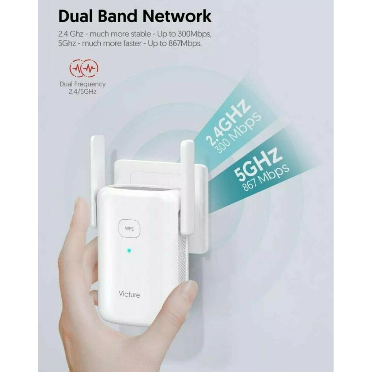 Victure 1200mbps WiFi Range Increase 2.4ghz WE1200 Booster Range Extender