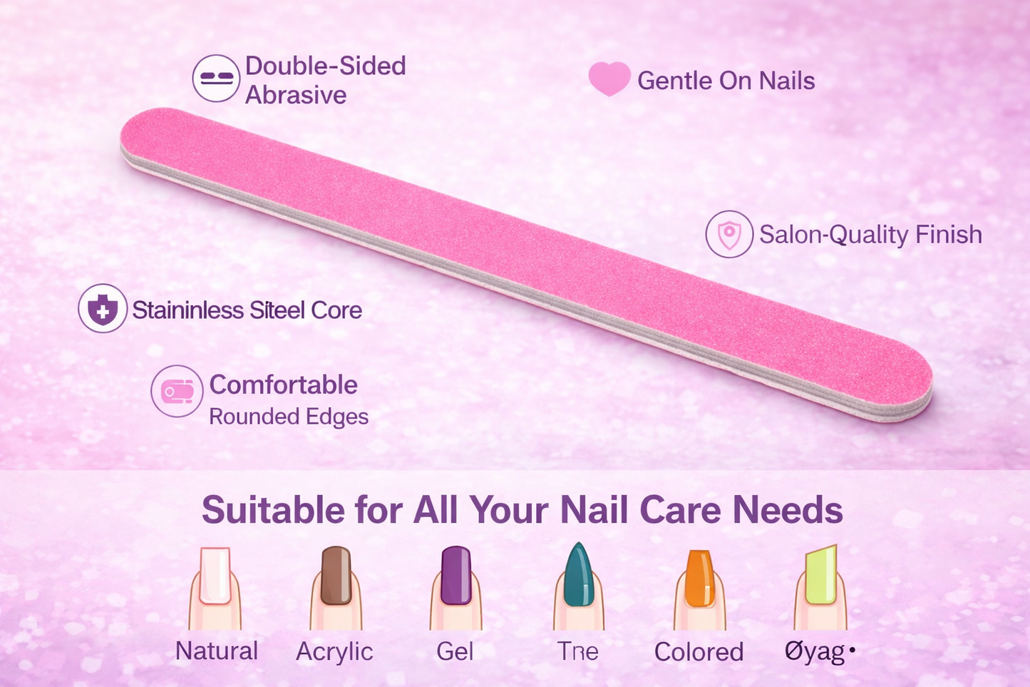 💅 Professional Nail File Emery Board Double-Sided | Smooth & Shape Nails | Salon-Quality Manicure & Pedicure Tool