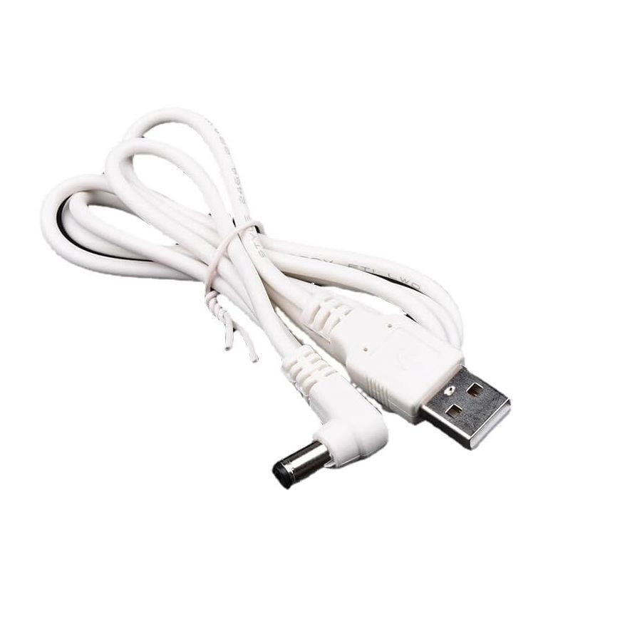 USB Male to 3.3mm Power Cable 1 Meter – 90° Angle Jack 5V 24AWG White Charging Cable for 3.3mm Devices