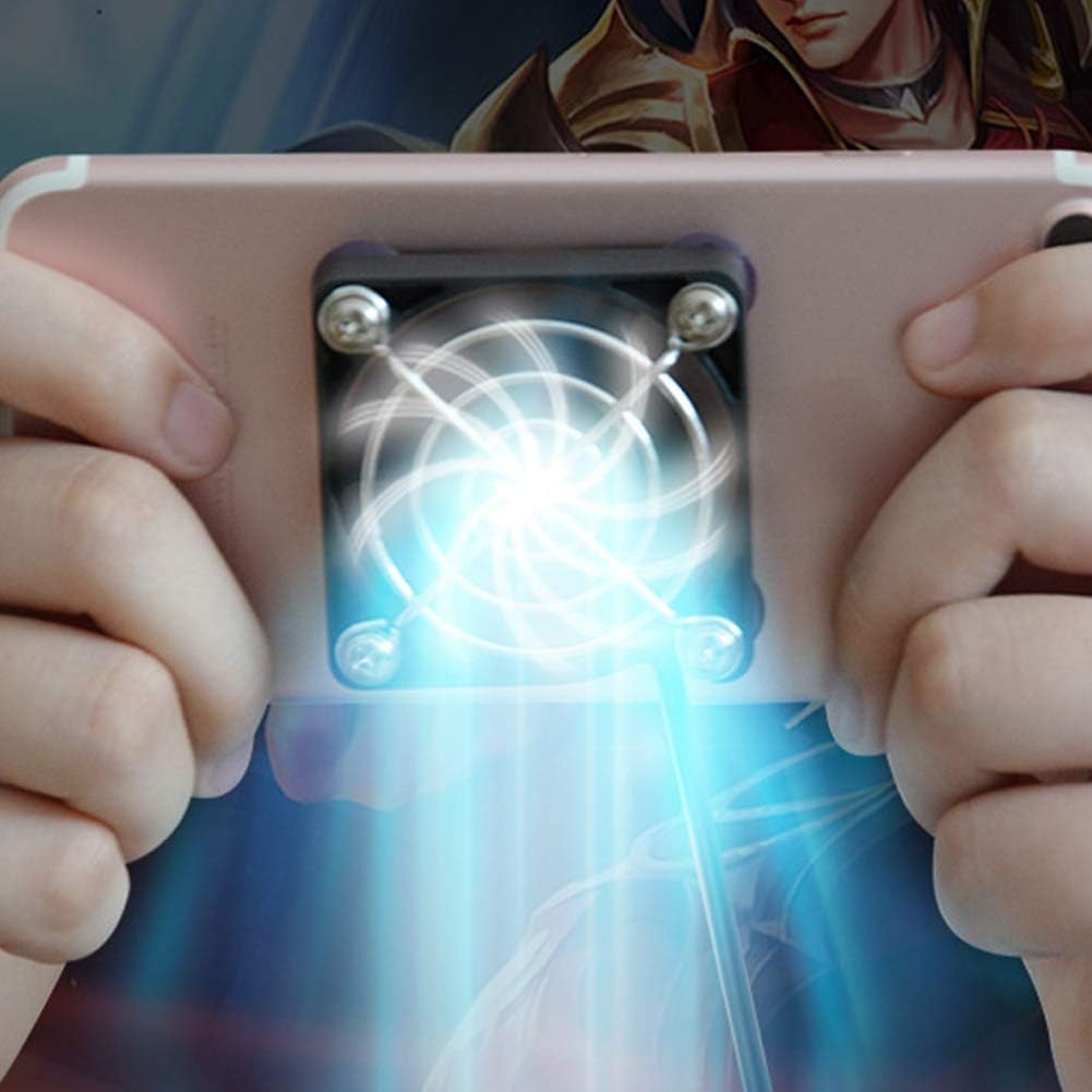 Portable Phone Cooler USB Cooling Pad with Fan Holder – Mobile Gaming Cooling Device, Overheating Protection for Smartphones (Black)
