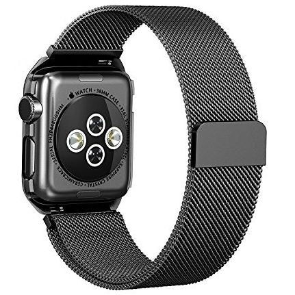 Smart Watch Strap 42mm Stainless Steel Mesh Milanese Loop Magnetic Replacement Wrist Band Metal Protective Case i watch Series 3 Series 2 Series 1 Black