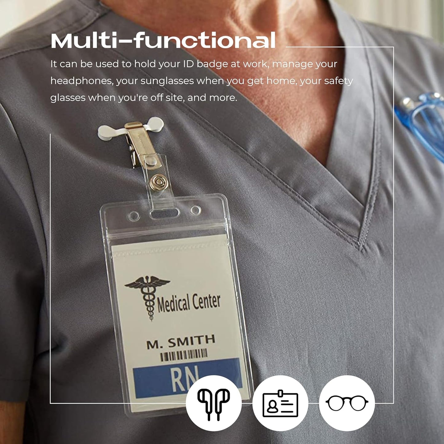 Magnetic Eyeglass Holder & Name Tag Badge Clip – Stainless Steel Sunglasses Holder for Shirts, Gifts for Mom & Dad
