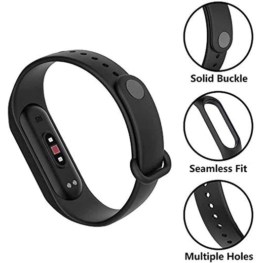 Hi Quality Mi 5 / Mi 6 Silicone Adjustable Band Strap Compatible with Mi Band 5 Strap & Mi Band 6 Strap Smart Band Replacement- Black