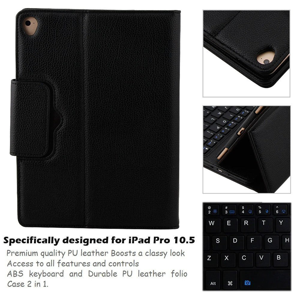 Wireless Bluetooth Keyboard Case for Pad 9.7 / Air / Air 2 / Air 3 (2019) / Pro 9.7 / Pro 10.5 (2017) / Pad 2 / 3 / 4 / Mini 1 2 3 4 5 – PU Leather Detachable Rechargeable Keyboard Cover (Tab Not Included)