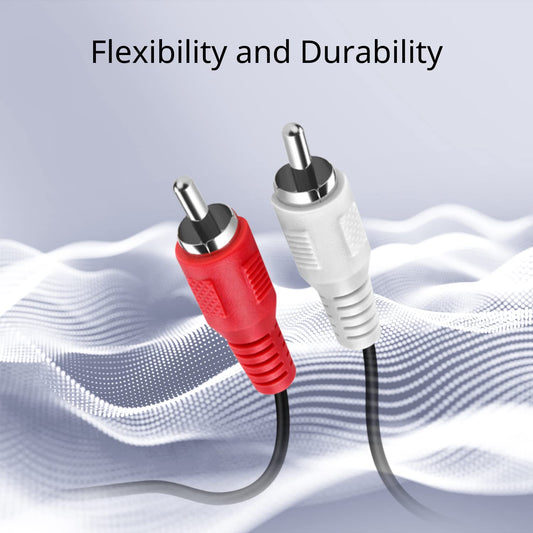 TNP RCA to RCA Audio Cable 2 Meter – 2 RCA Male to Male Red & White Stereo Cable for Home Theater, HDTV, Amplifiers & Car Audio Systems