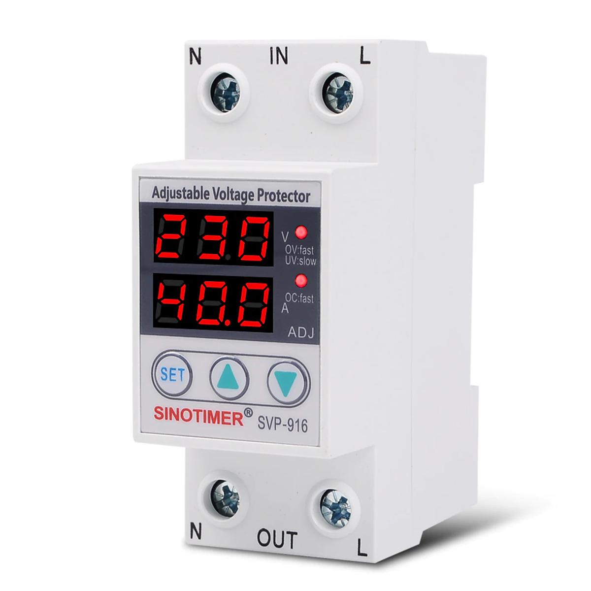 Over Voltage Protection 40A Limit Current Dual Display Surge Protector 220V Automatic Voltage Relay