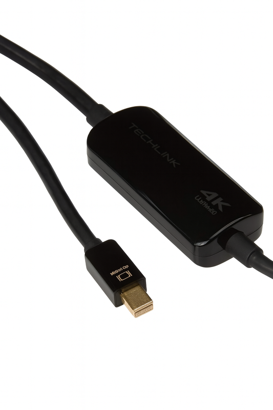 TECHLINK iWires 30AWG Mini DisplayPort Plug to HDMI A Plug Cable - Black – Side view – Available in Pakistan