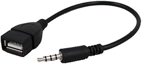 USB Female to 3.5mm Jack Male Audio Converter Adapter AUX Cable for Car Laptop Speaker Black