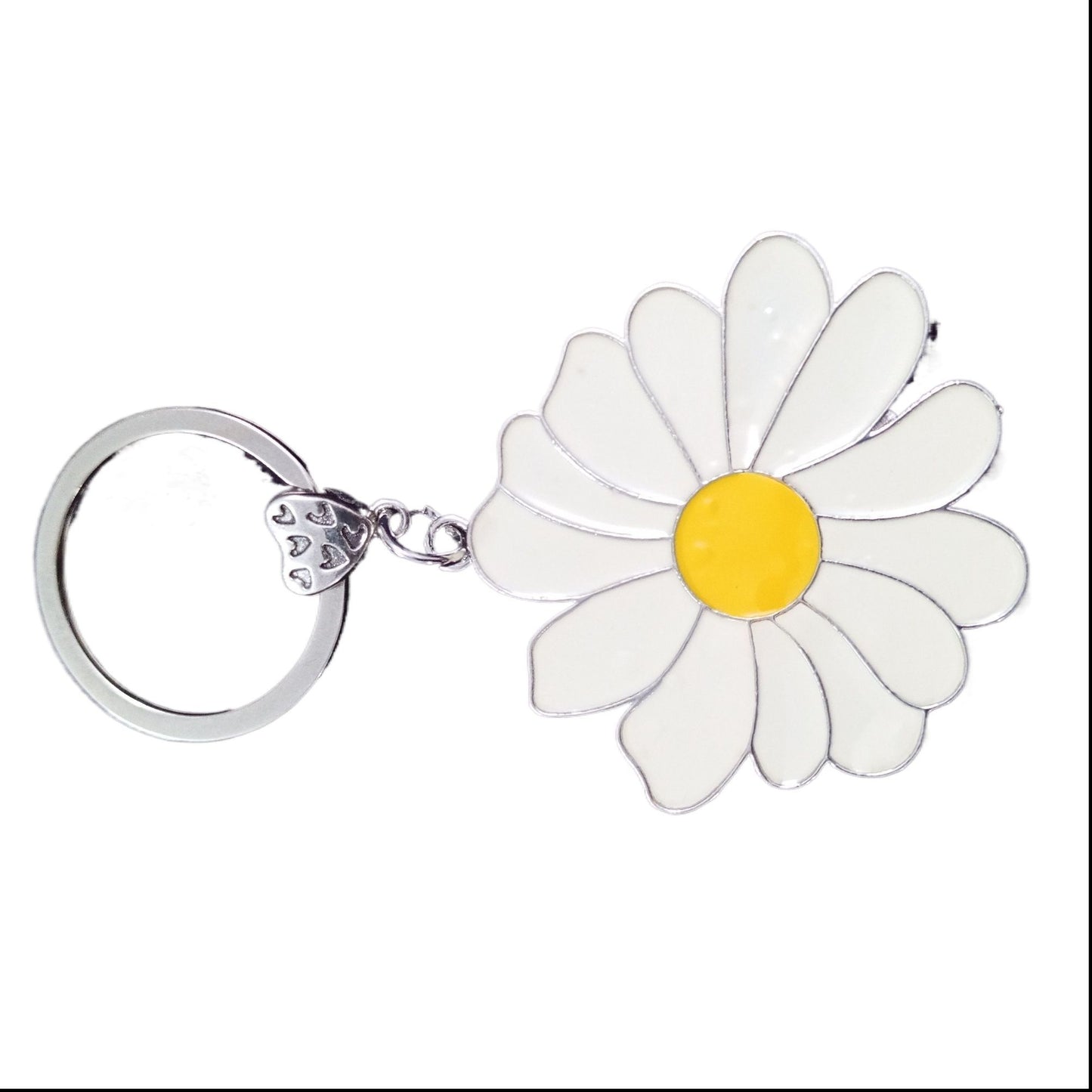 Cute Daisy Keychain, Flower Keychain, Keyring for Women, Car Key Chain Accessories, Novelty Flowers Keyrings, Bag Accessories, Travel Deco, Accessories Gifts for Girls Women (White)