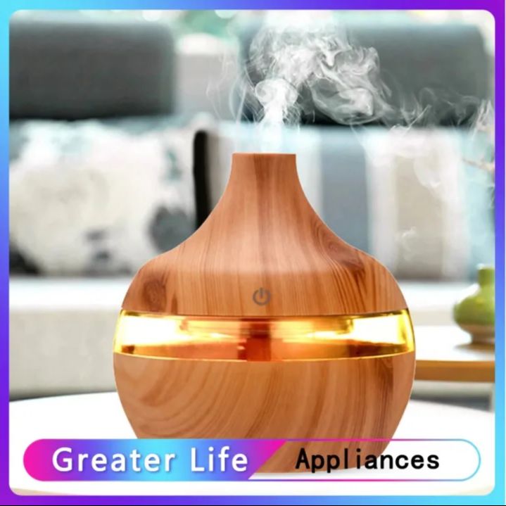 Mini LED Ultrasonic Humidifier – 300ML | Cool Mist | USB Powered | Multicolor Night Light | Light Wood Grain,